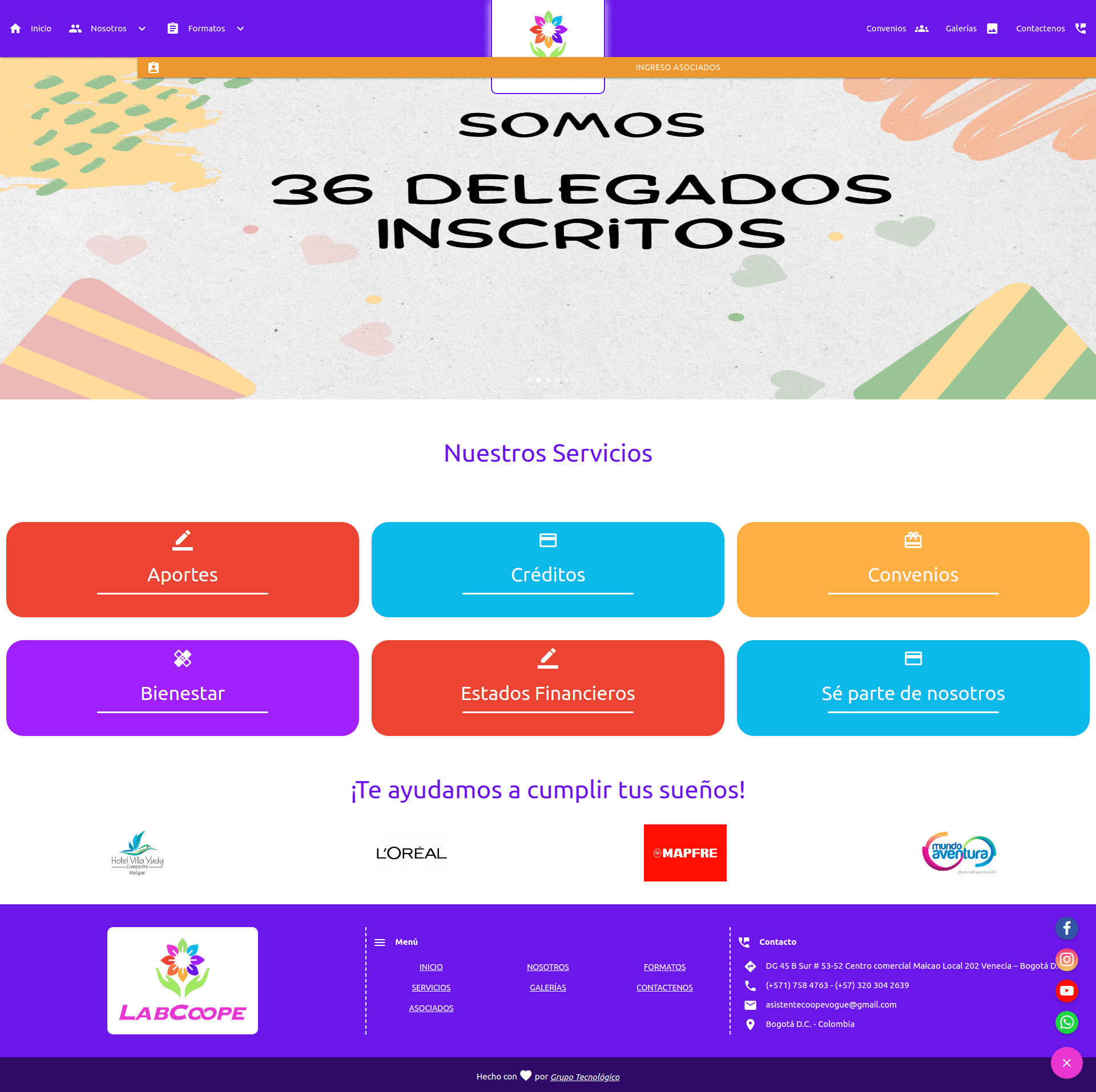 Imagen tomada del home de la pagina web (Labcoope)